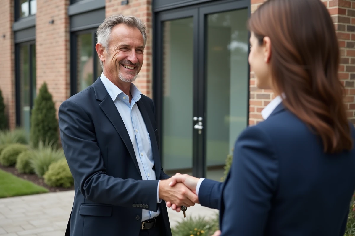 Homme souriant serrant la main d